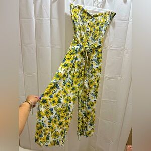 Blue Island Floral Yellow and Blue Jumpsuit